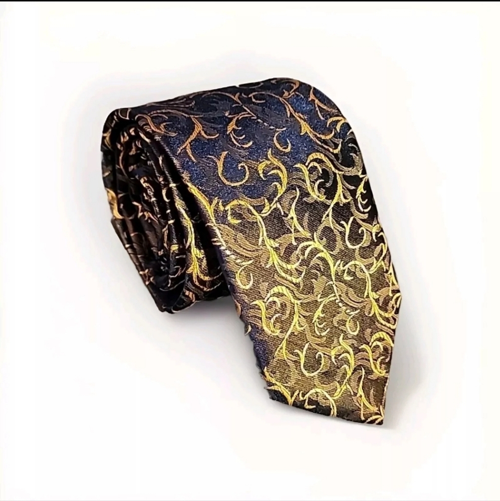 Gian Marco Veniuri Men's Silk Tie Gold Black